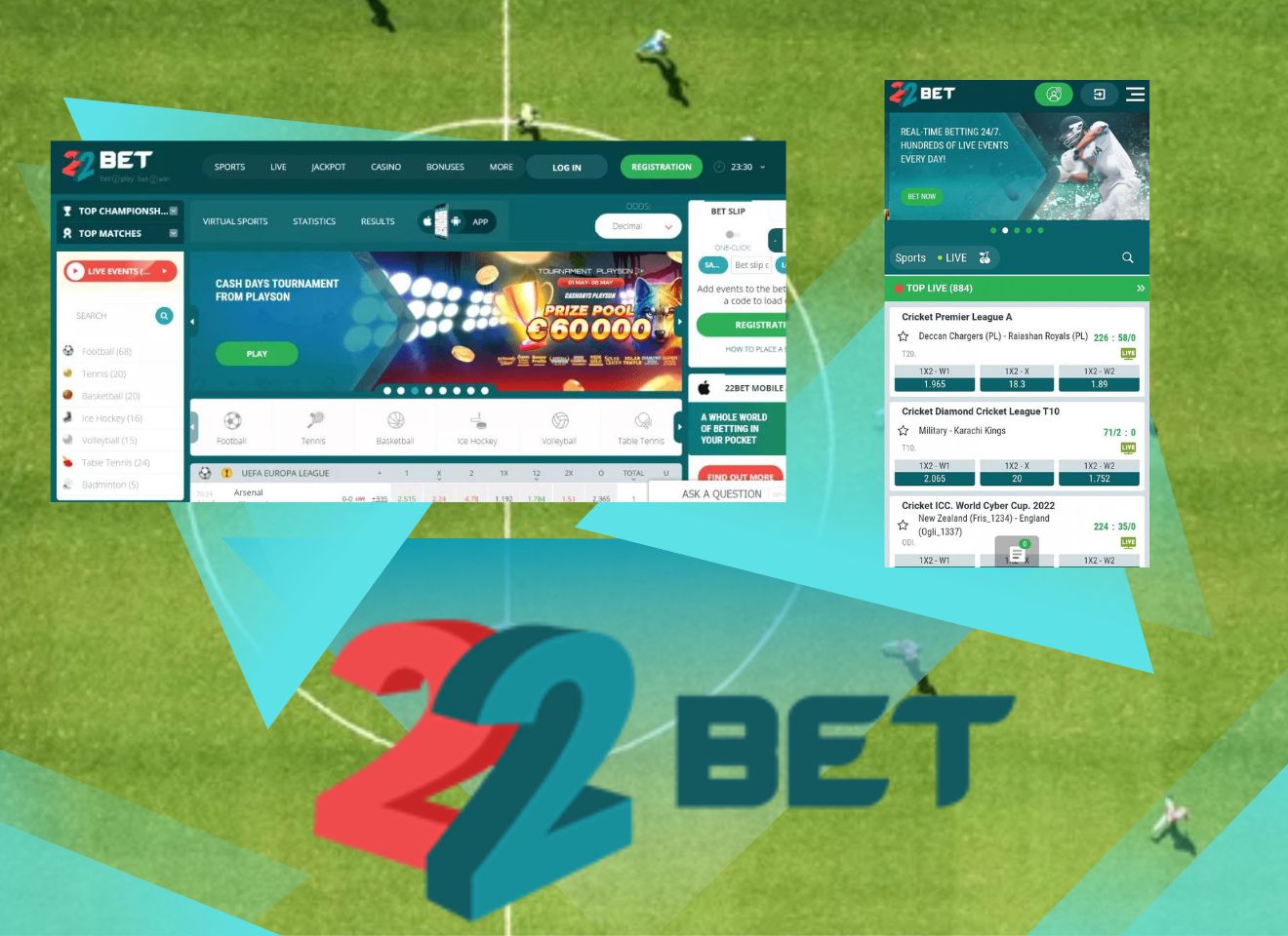 Place your bets on all your favorite sports at 22Bet sportsbook