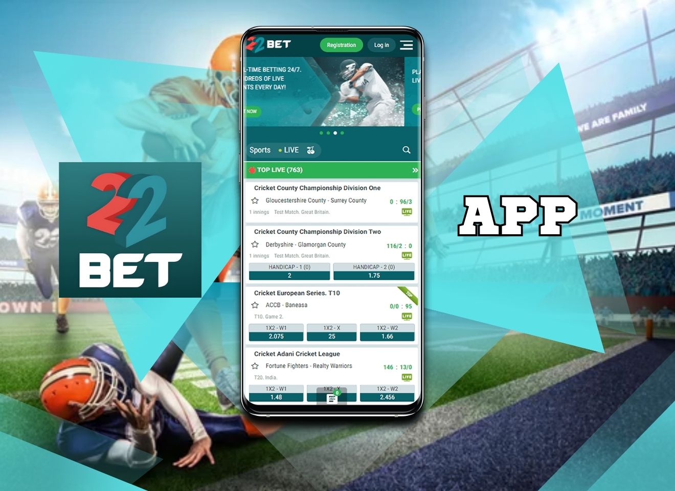 22Bet India application download and install