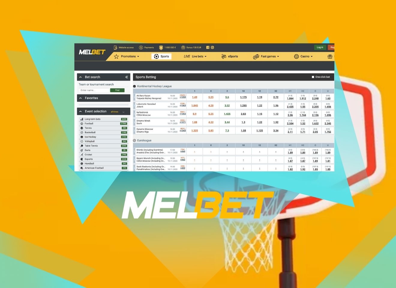 Place bets on popular sporting events on Melbet